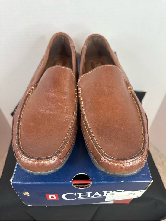 Chaps Other - Chaps Men's Tan Leather Slip-On Moccasin Loafers, memory foam, size 8